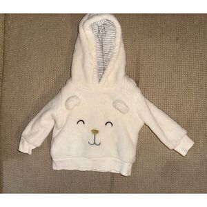 Carter's Baby Bear Hoodie Sweatshirt Cream 3M Cute Hooded Pullover Top NWOT MINT